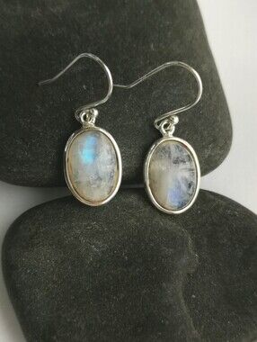 Moonstone Dangle Drop Earrings In Sterling Silver